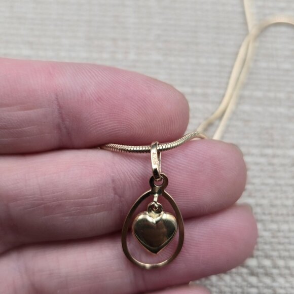 18 Inch Gold Over Sterling Silver Floating Heart Pendant Necklace A6170 - Picture 4 of 8